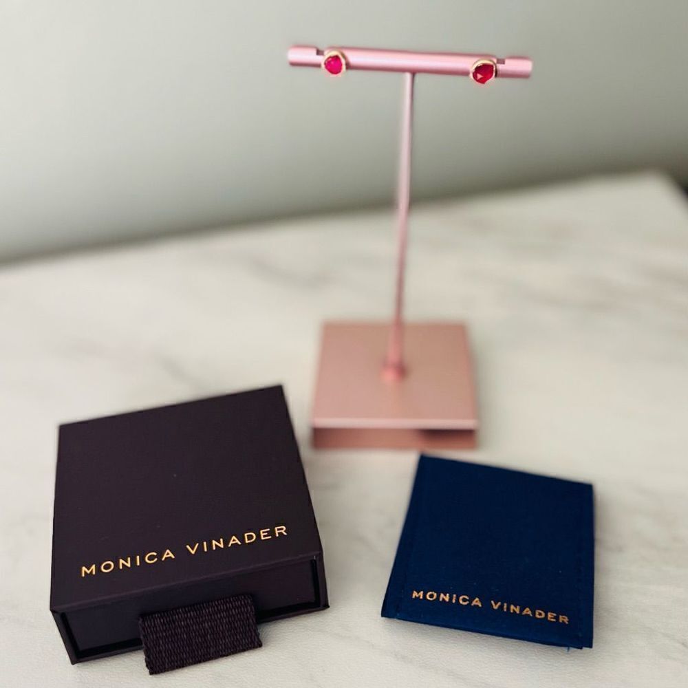 Monica Vinader‎ Siren Stud Earrings, Pink Quartz/Rose Gold, NEW IN BOX